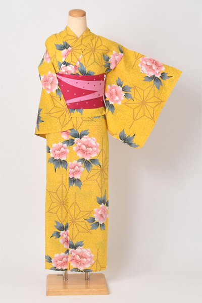 ゆかた[牡丹と麻の葉]