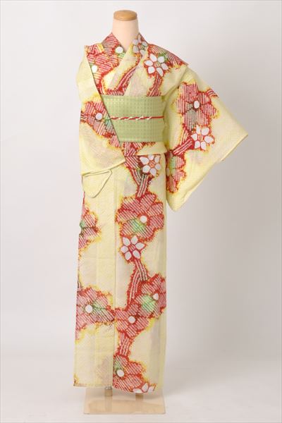 浴衣[黄色と赤・絞り・S-Mサイズ]