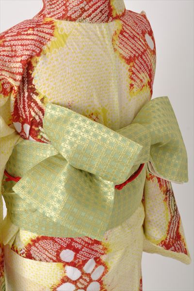 浴衣[黄色と赤・絞り・S-Mサイズ]