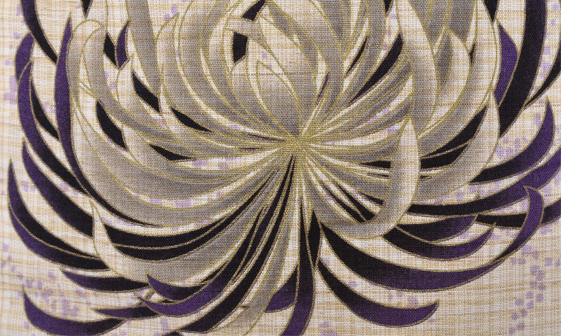 浴衣[麻の葉と糸菊・S-Mサイズ身幅広め]