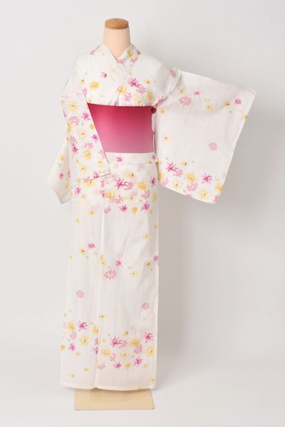 ゆかた[白地にコスモス]