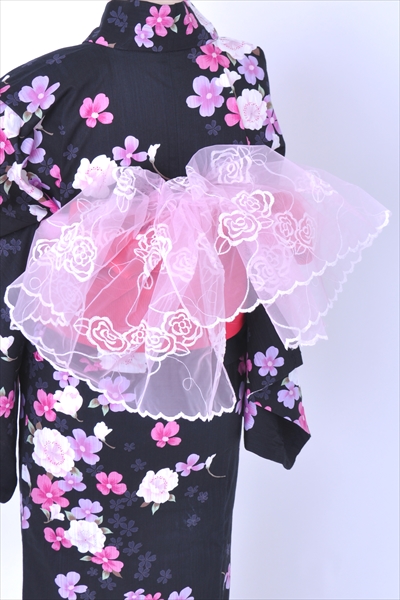 浴衣[黒・花々]