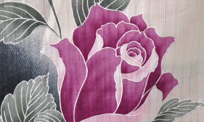 浴衣[白地・大輪の薔薇]