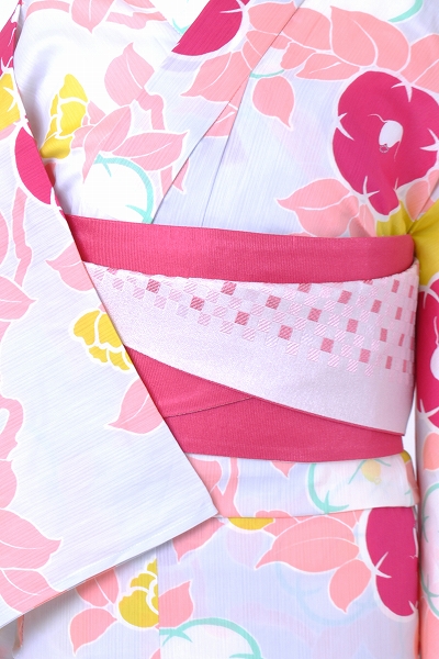 浴衣[淡グレー・椿]