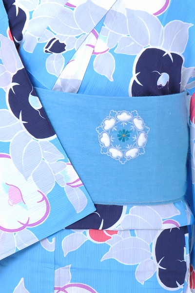 浴衣[水色・椿]