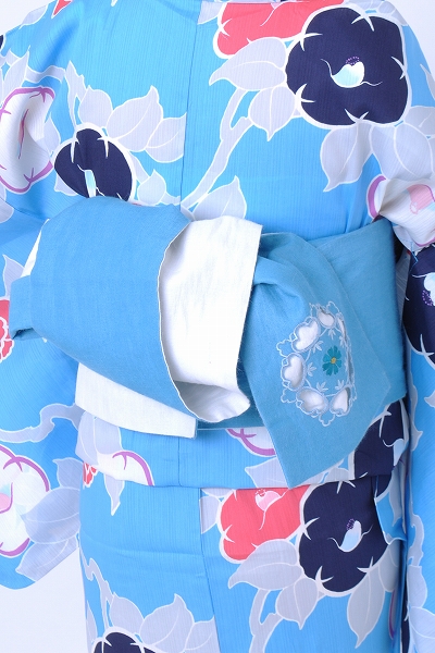 浴衣[水色・椿]