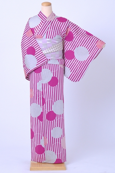 浴衣[ピンク・縦縞Sサイズ]