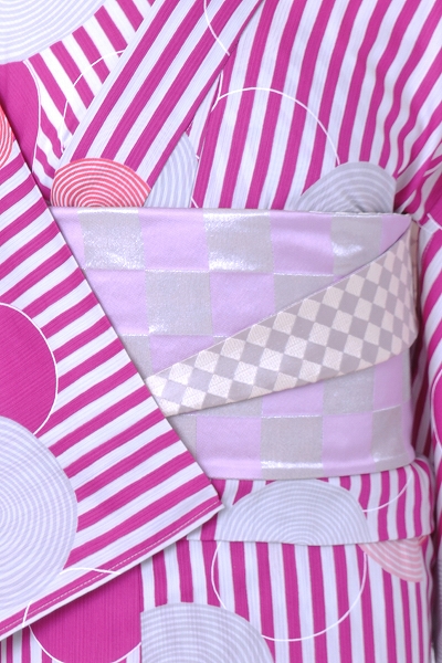 浴衣[ピンク・縦縞Sサイズ]