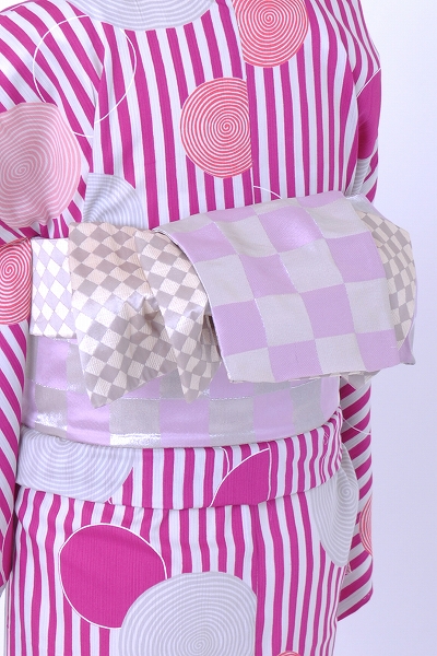 浴衣[ピンク・縦縞Sサイズ]