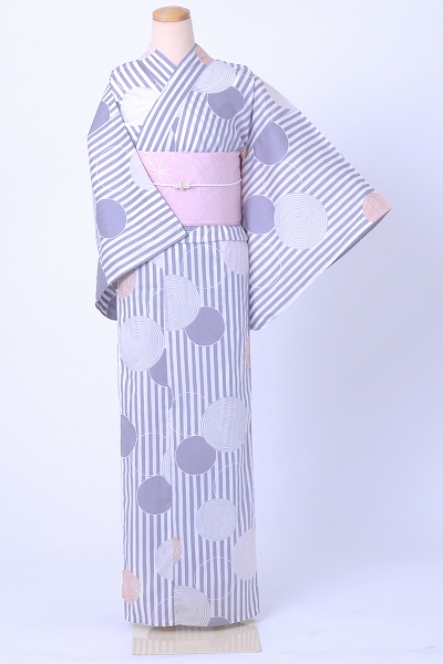 浴衣[グレー・縦縞]