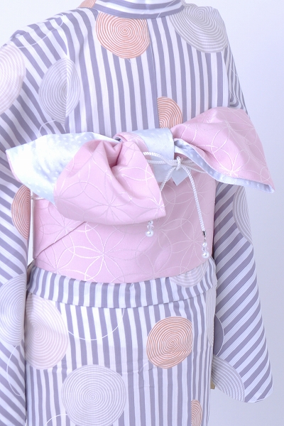 浴衣[グレー・縦縞]