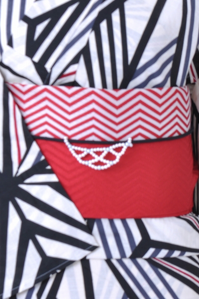 浴衣[白地に黒・麻の葉]