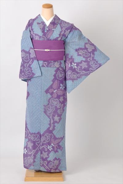 浴衣[水色・紫・絞り柄S-Mサイズ]