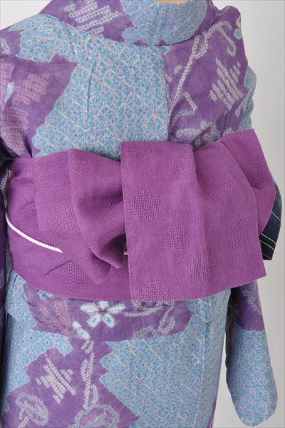 浴衣[水色・紫・絞り柄S-Mサイズ]