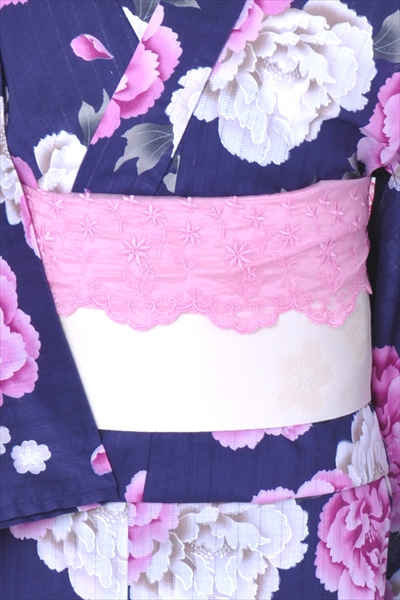 浴衣[紺地・芍薬]