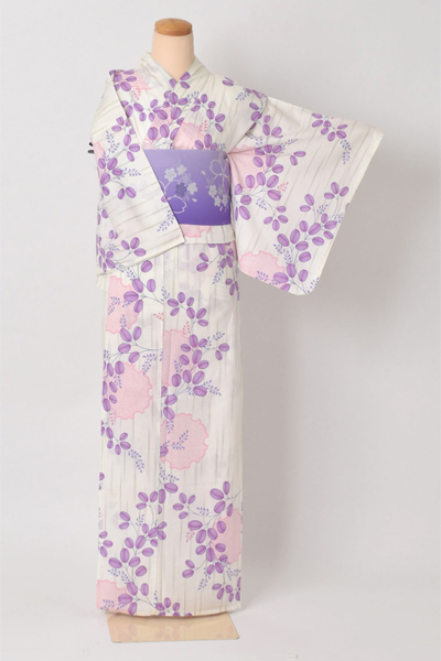 浴衣[白地に雪輪・小さめサイズ]