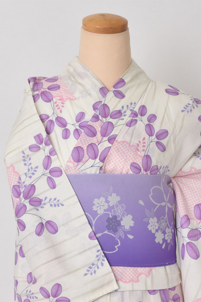 浴衣[白地に雪輪・小さめサイズ]