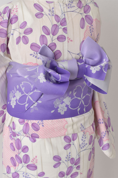 浴衣[白地に雪輪・小さめサイズ]