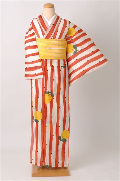 浴衣[着物風・夏みかん・オレンジ]