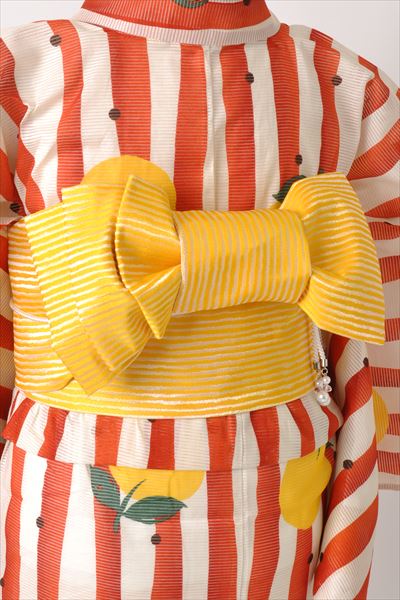 浴衣[着物風・夏みかん・オレンジ]