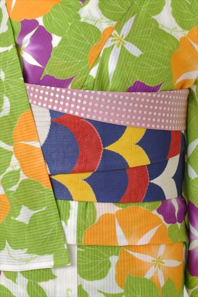 浴衣[朝顔・オレンジ・グリーン]