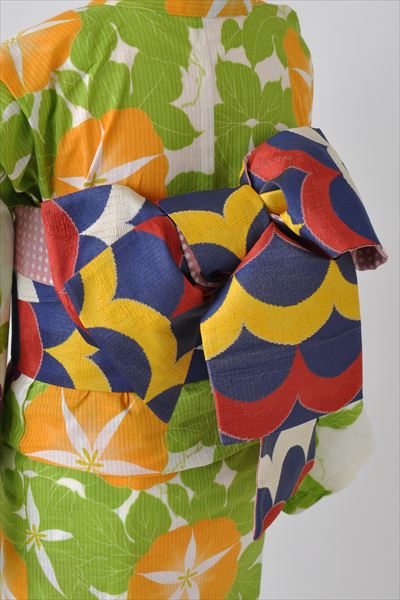 浴衣[朝顔・オレンジ・グリーン]