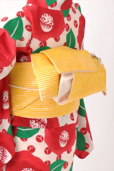 浴衣[椿・ポリエステルM-Lサイズ]