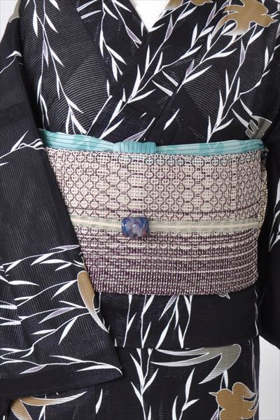 浴衣[着物風・柳の葉につばめ]