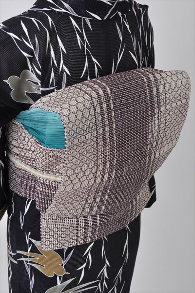 浴衣[着物風・柳の葉につばめ]