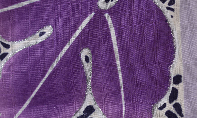 浴衣［縞に蔦と葉・身幅広めサイズ］