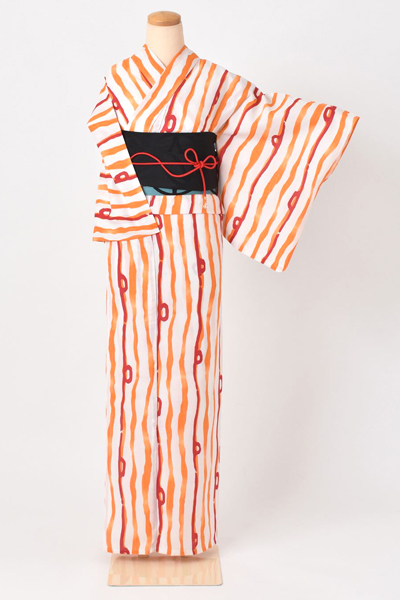 浴衣［ストライプと輪・M-Lサイズ］