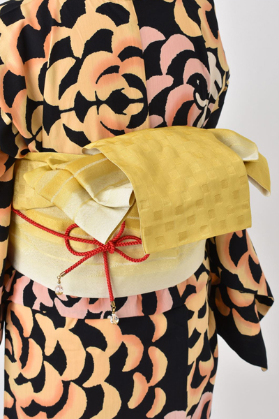 浴衣［大輪の花に猫柄］