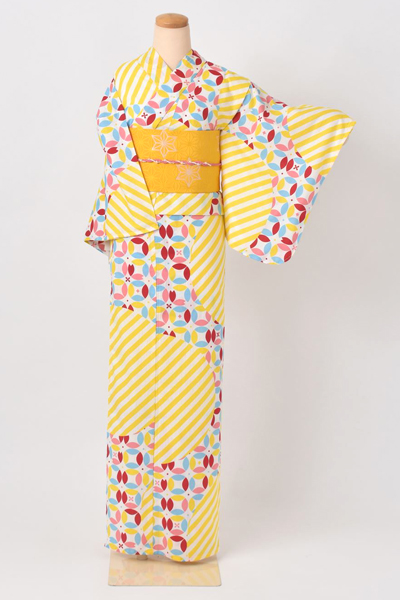 浴衣[黄色・カラフル七宝]