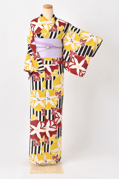 浴衣[縞に朝顔]