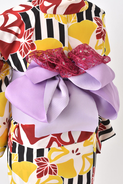 浴衣[縞に朝顔]