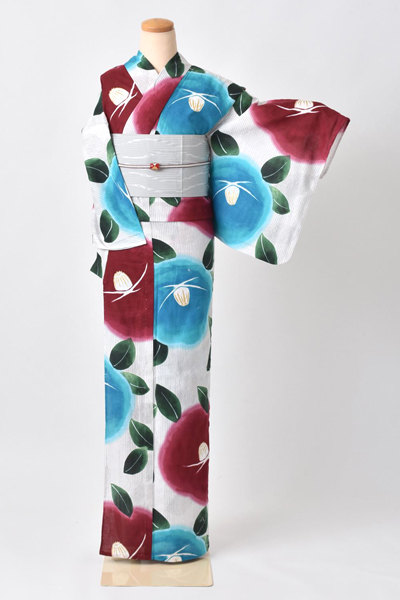 浴衣[手捺染で描く椿]