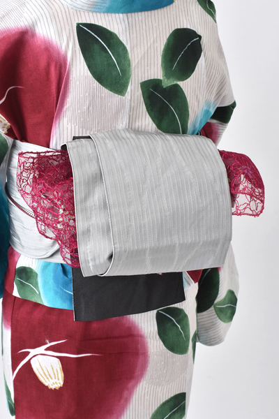 浴衣[手捺染で描く椿]