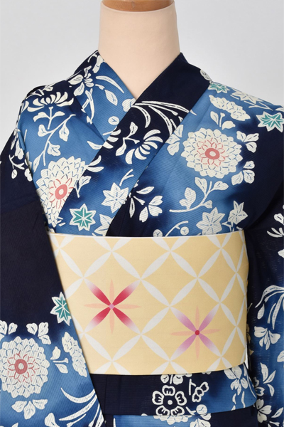 浴衣[藍色に花]