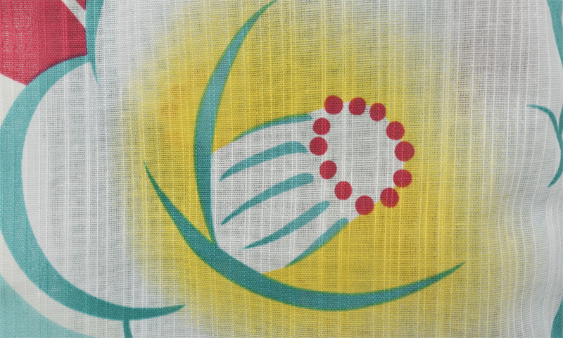 浴衣[ミントグリーンに椿]