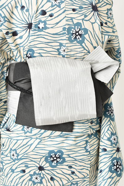 ゆかた[グリーン綿紅梅]