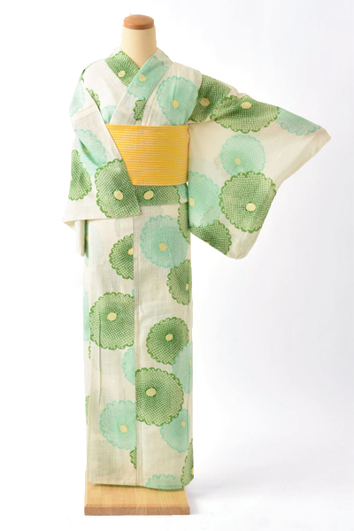 浴衣[白・緑菊]