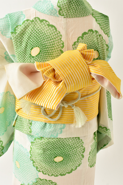 浴衣[白・緑菊]