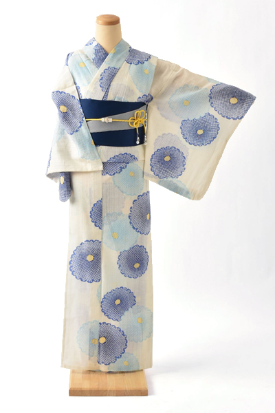 浴衣[白・青菊]