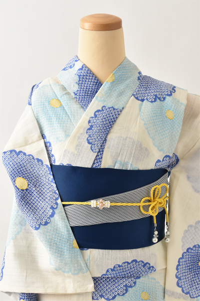 浴衣[白・青菊]