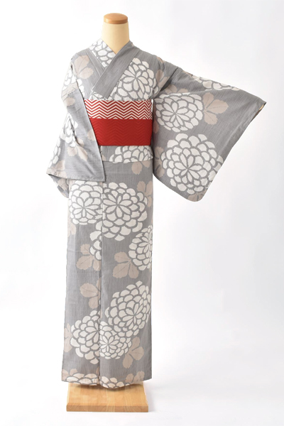 浴衣[グレー・菊]