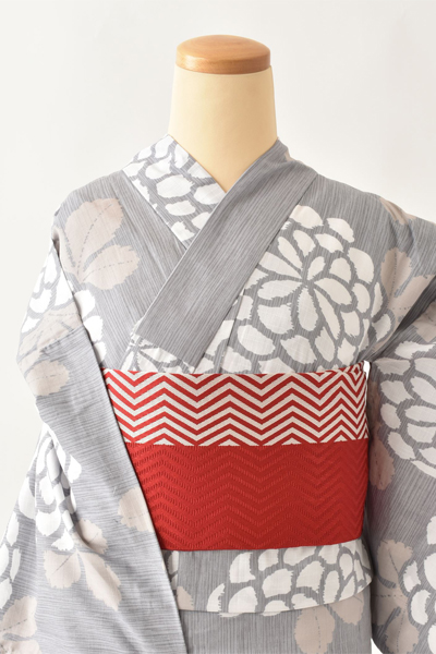 浴衣[グレー・菊]