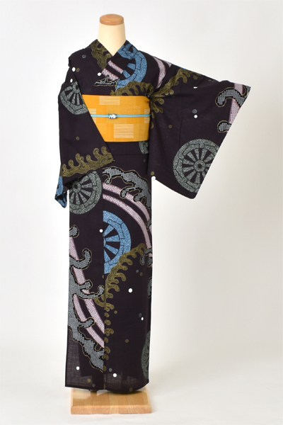 浴衣[紫紺・源氏車Sサイズ]