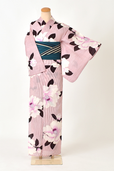 浴衣[椿・ストライプ]