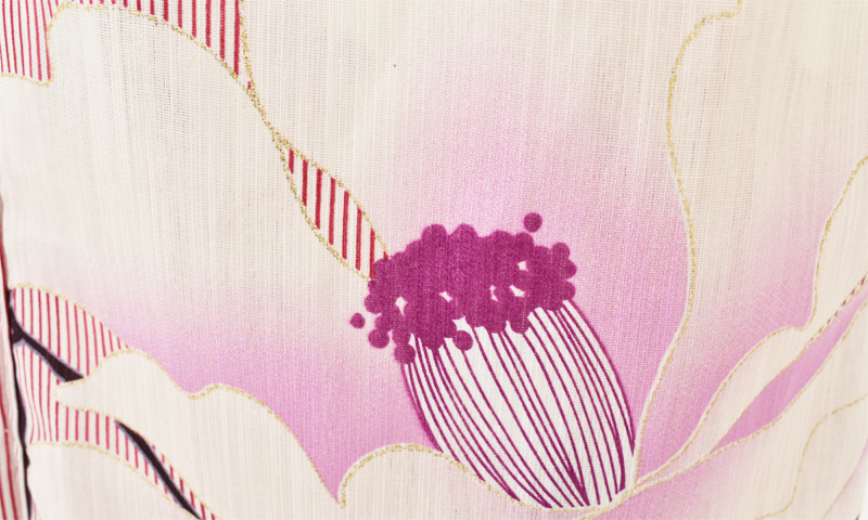 浴衣[椿・ストライプ]