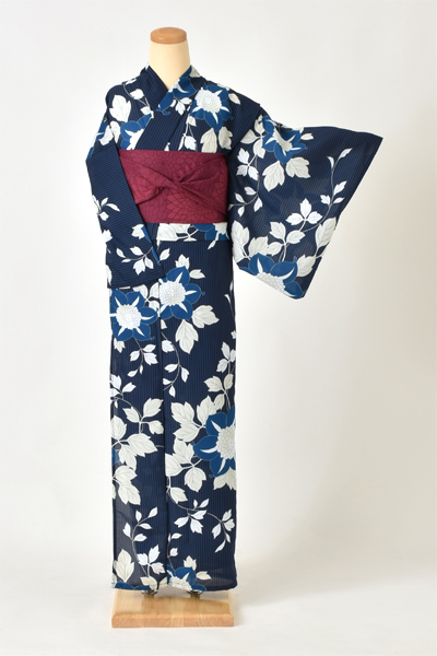 浴衣[紺・花柄]